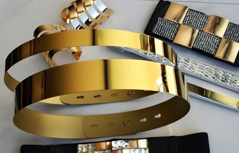 Fashion full metal mirror effect belt 2.5 - Size: UNI, Color: gold-038