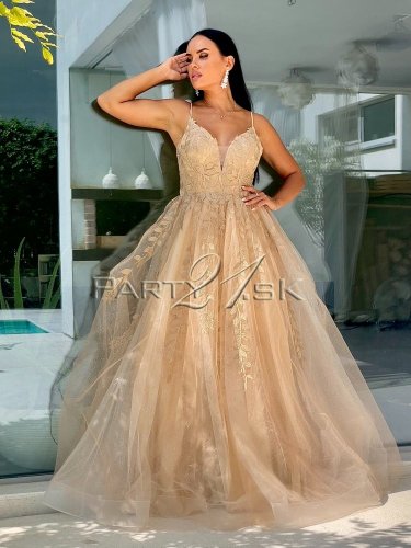 Dlhé tylové lila šaty . - Veľkosť: S, Farba: lila-017