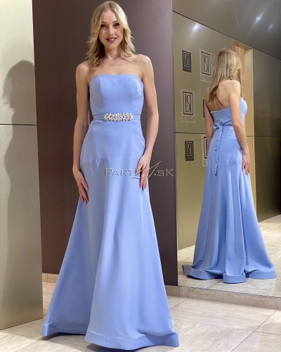 dlhé spoločenské šaty bez ramienok - Veľkosť: M, Farba: Belasá-233