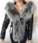 leather jacket natural fox fur hood - Size: L, Color: black-002