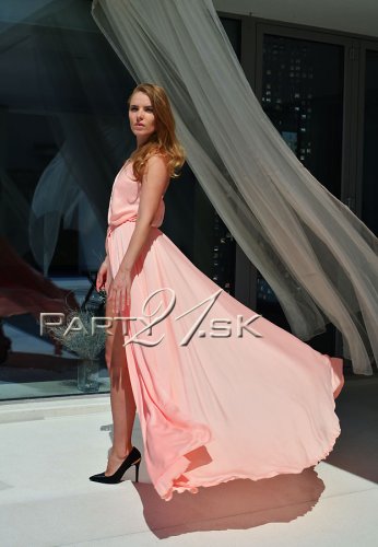 dlhé šaty s rozparkom - Size: S, Color: Sky blue-233