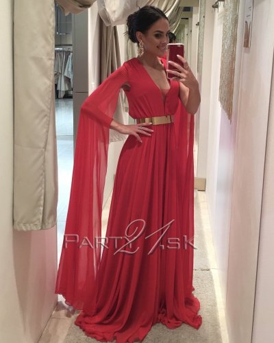 Dlhé šaty s rozviatym rukávom. - Veľkosť: XL, Farba: tmavo.zelená-021