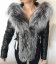 leather jacket natural fox fur hood - Size: M, Color: black-002