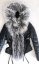 Damen Lederjacke mit Fuchspelz, pelzhaube - Größe: L, Farbe: schwarz-002