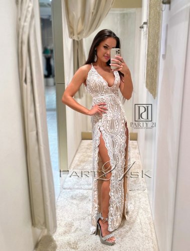 Dlhé šaty extravagant - Veľkosť: M, Farba: zlatá-038